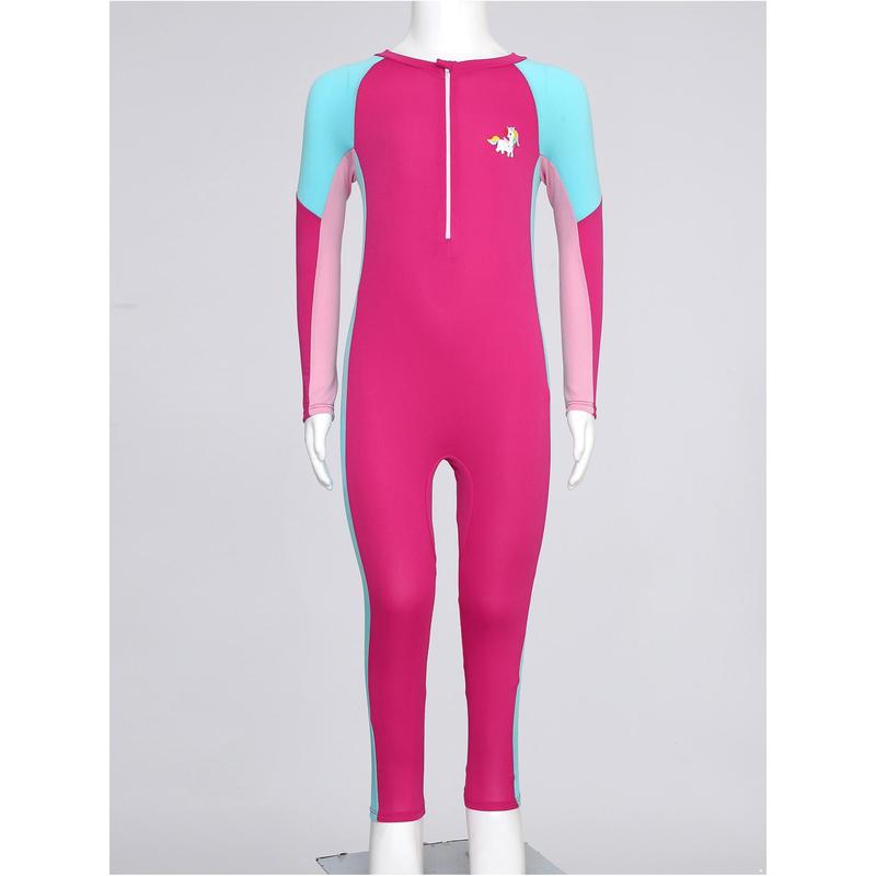Hansber Girls Rash Guard Swimsuit UPF 50+ Full Cover Wetsuit Sun Protection Long Sleeve One Piece Swimwear 8