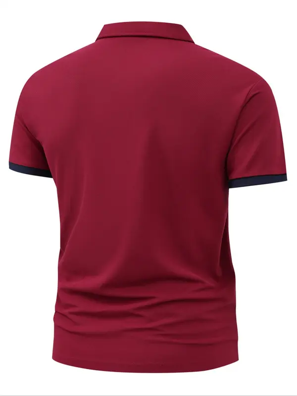 Men's Regular Fit Plain Short Sleeve Polo Shirt, Casual Breathable Comfortable Collared Top for Summer, Fashion Men's Clothes for Daily Wear, Tropical 5