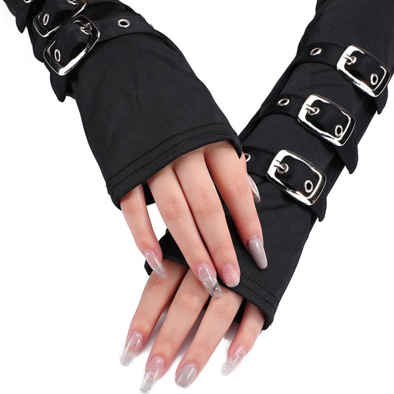 Product Introduction of Găng Tay Hở Ngón Phong Cách Lolita Punk, Hợp Xu hướng, Khóa Có Thể Điều Chỉnh Găng Cánh Tay, Cổ Điển, Dành Cho Nữ, Thích Hợp Biểu Diễn Sân Khấu, Găng Tay Hở Ngón 0