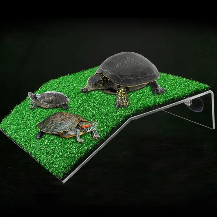 Product Introduction of Reptile Lawn Slope Turtle Basking Platform Turtles Resting Basking Platform Simulation Grass Turtle Ramp ForTank Reptile Habitat 5