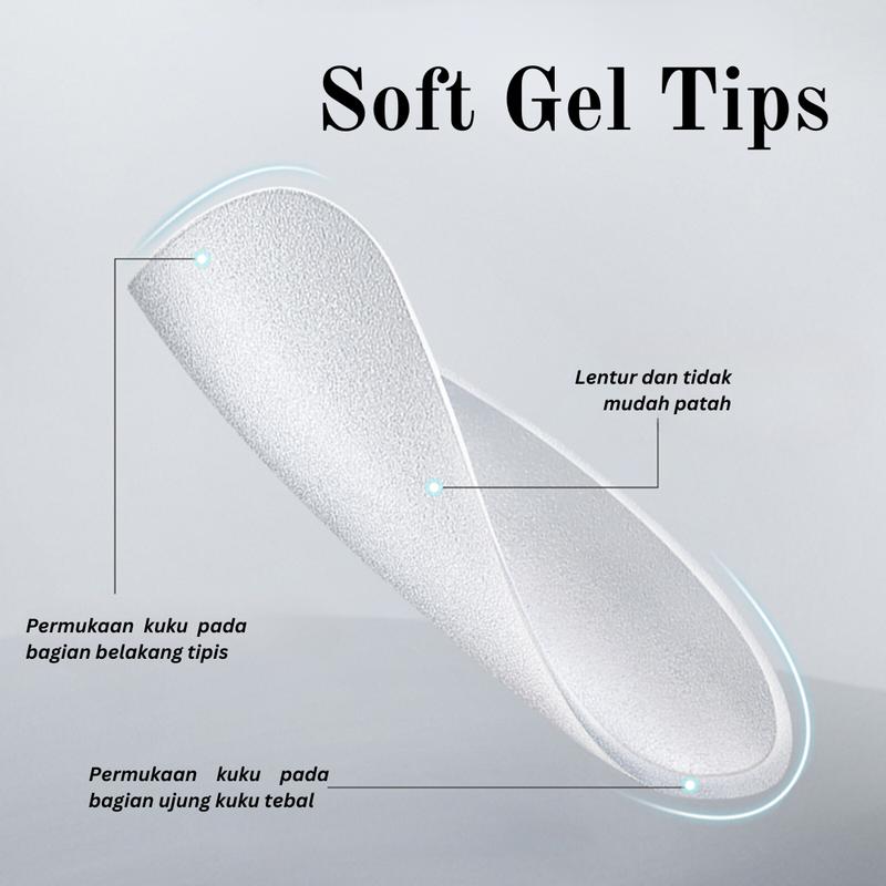 Soft Gel Tip 420pcs Nail Extension/Soft Fake Nails Full Buff 15 Size/Rising lady solid adhesive Kuku Palsu UV 1