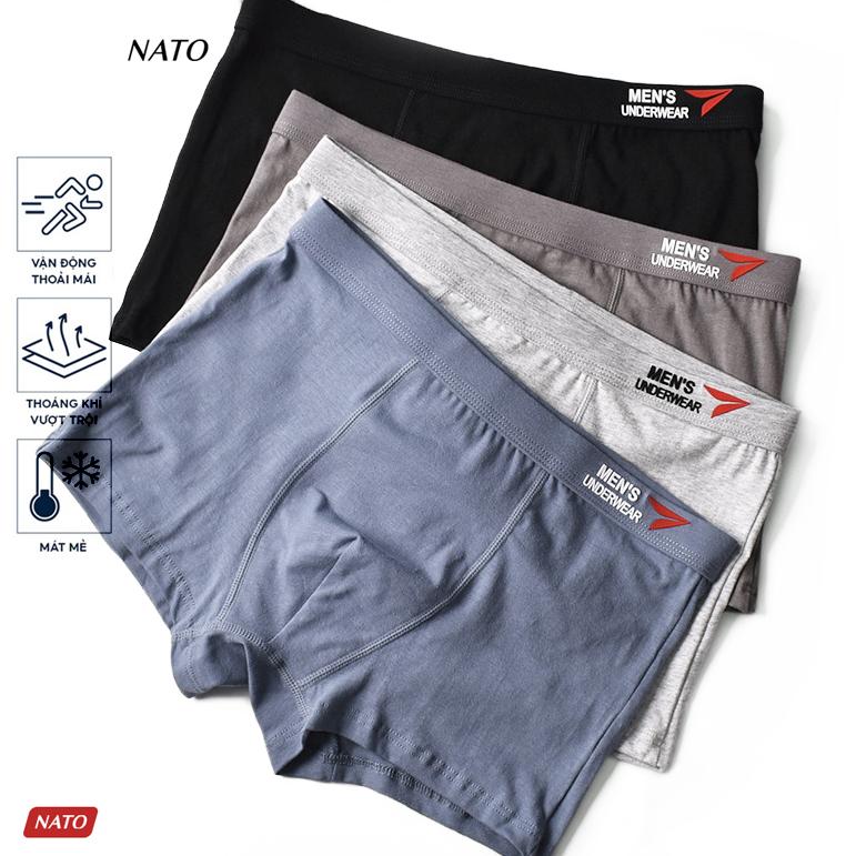 COMBO Quần Lót CAPS NATO Nam Vải Cotton Thun Lạnh Đơn Giản Cao Cấp Màu Đen Xám Trơn Boxer Sịp Đùi Tam Giác Xì Lip Sì Quần Boxer