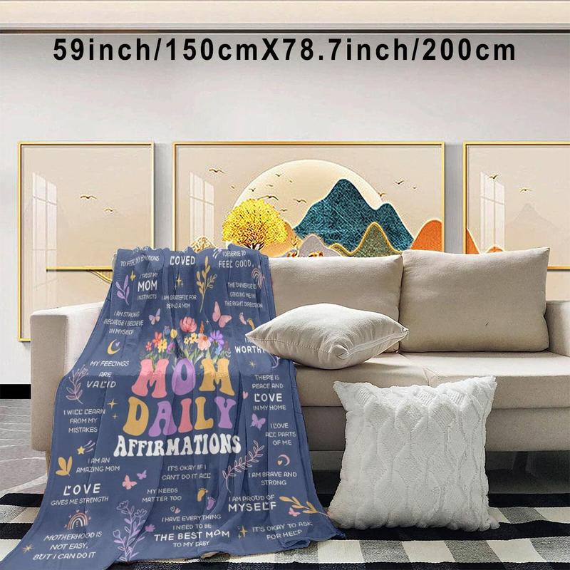 Floral & Letter Pattern Blanket, 1 Count Modern Soft Throw Blanket, Air-conditioned Room Blanket, Warm Nap Blanket for Home Office Travel Camping 4