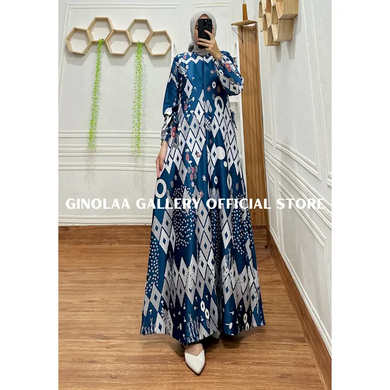 DRESS WANITA | GAMIS SILK PREMIUM | BUSUI FRIENDLY | MOTIF PIRAMIDA • simpel 3
