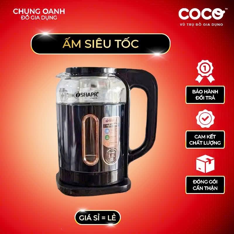 Ấm Siêu Tốc O.SFIAPR Thuỷ Tinh, Dung Tích 2 lít, Ấm Đun Nước Công Suất Cao, Tự…
