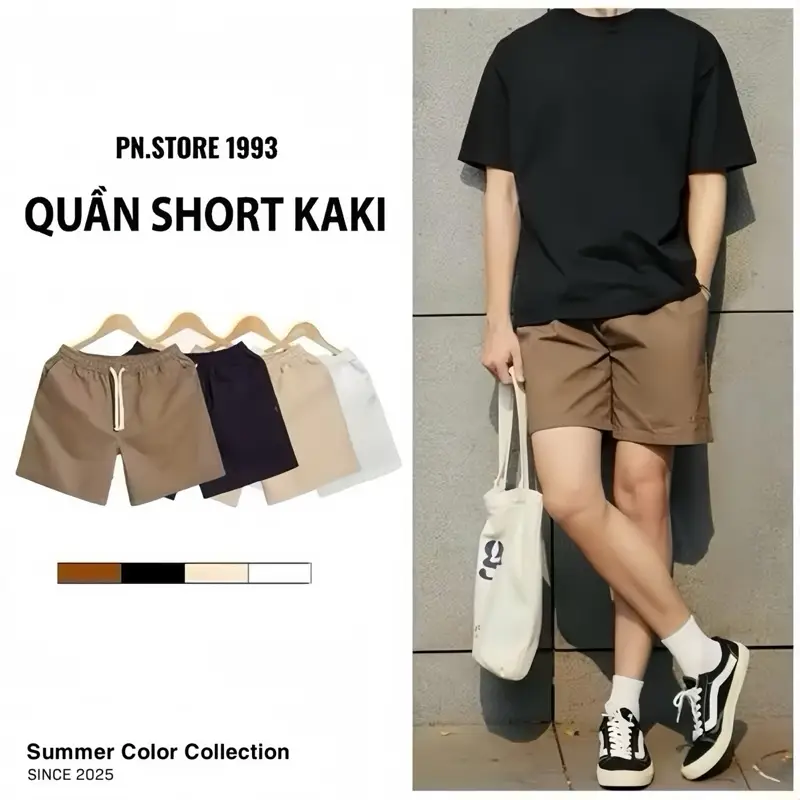 Combo 2 Quần Short Kaki Pn.store Fom Chên Gối Trẻ Chung Vải Kaki K Giãn Menswear Nam Có Túi Tre