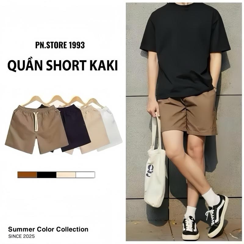 COMBO 2 QUẦN short kaki PN.store fom chên gối trẻ chung vải kaki k giãn Menswear Nam Có Túi Tre