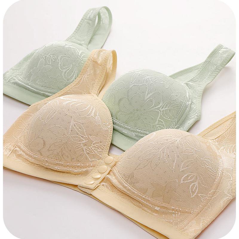 Product Introduction of New Large Size Beautiful Back Breathable Gather Sweat-absorbent No Steel Ring Front Buckle Side Breast Mother Bra 22
