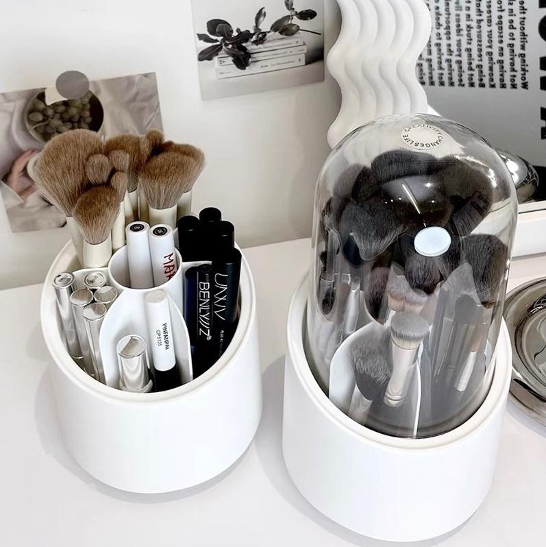 Hộp đựng cọ trang điểm 7 ngăn thông minh xoay 360 có nắp đậy, ống đựng bút để bàn decor bàn học