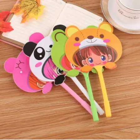 ปากกาพัดลูกลื่นการ์ตูนน่ารัก  ขนาด 0.5  หมึกสีน้ำเงิน️พร้อมส่ง Ohwowshop ปากกาพัด ปากกาแบบกด ปากกาเจล