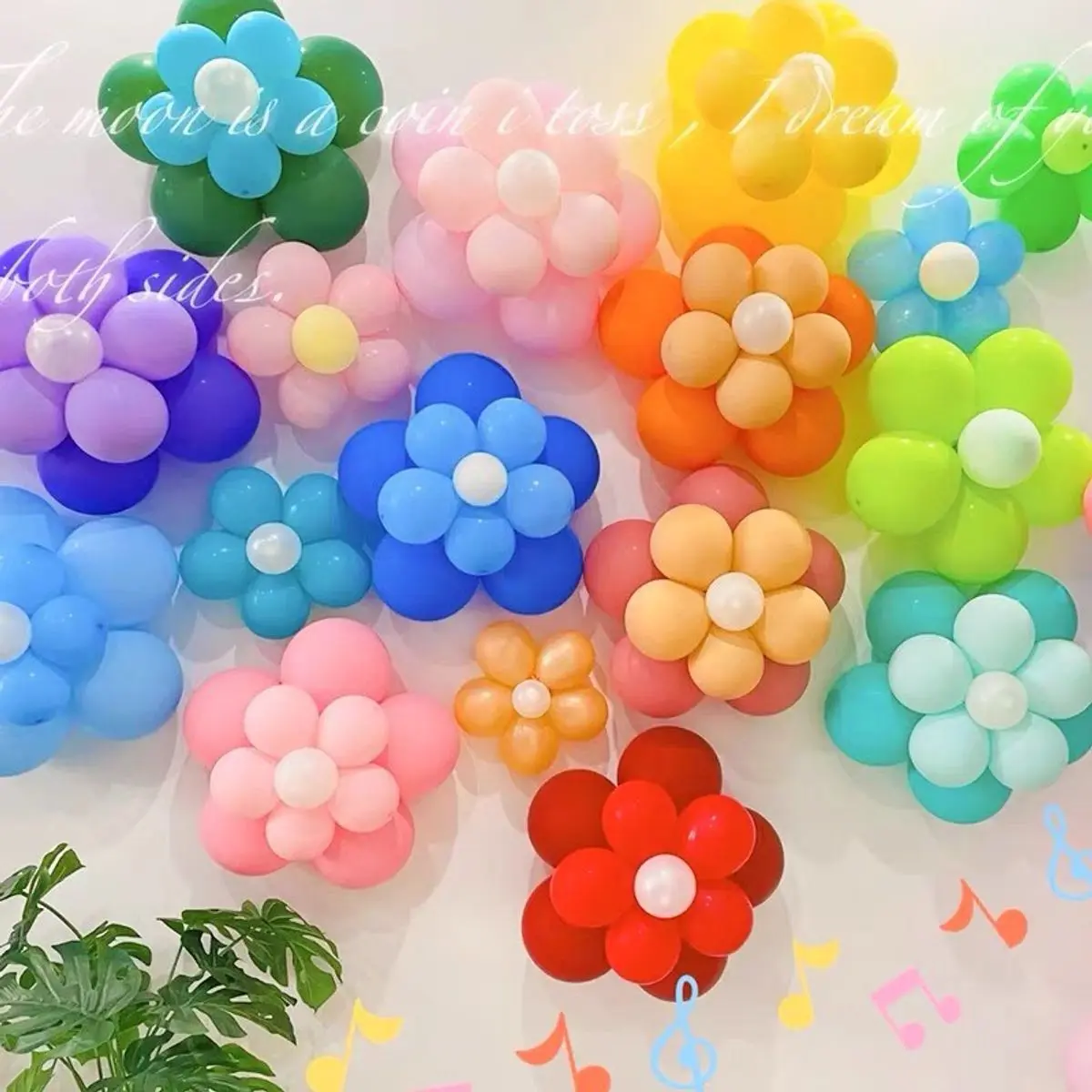 Set 71 bóng bay hình hoa cúc dùng trang trí tiệc sinh nhật phụ kiện decor ,khai trương cửa hàng, lớp học mẫu giáo, Tròn Sinh nhật Sinh nhật Nhiều màu sắc