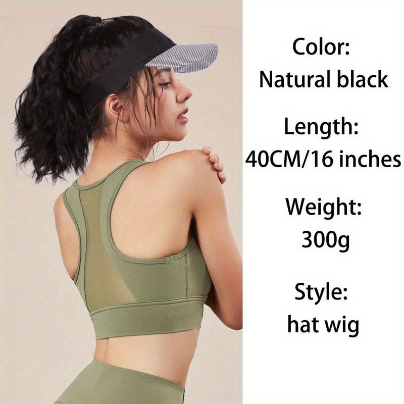 Tóc Giả Mũ, Tóc Dài Nữ Tích Hợp Thời Trang, Mũ Hở Đầu Họa Tiết Răng Nanh Mùa Hè, Với Tóc Đuôi Ngựa Mũ Lưỡi Trai, Mũ Dễ Phối Đồ Wig Wig 5