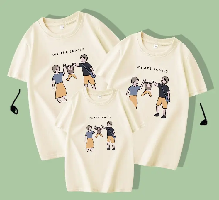 Áo gia đình Nhà Đăng- Áo thun bố mẹ và bé nắm tay nhau cottton 100% co giãn 4c, mặc mát, hình in bền chặt- bảo hành in ấn