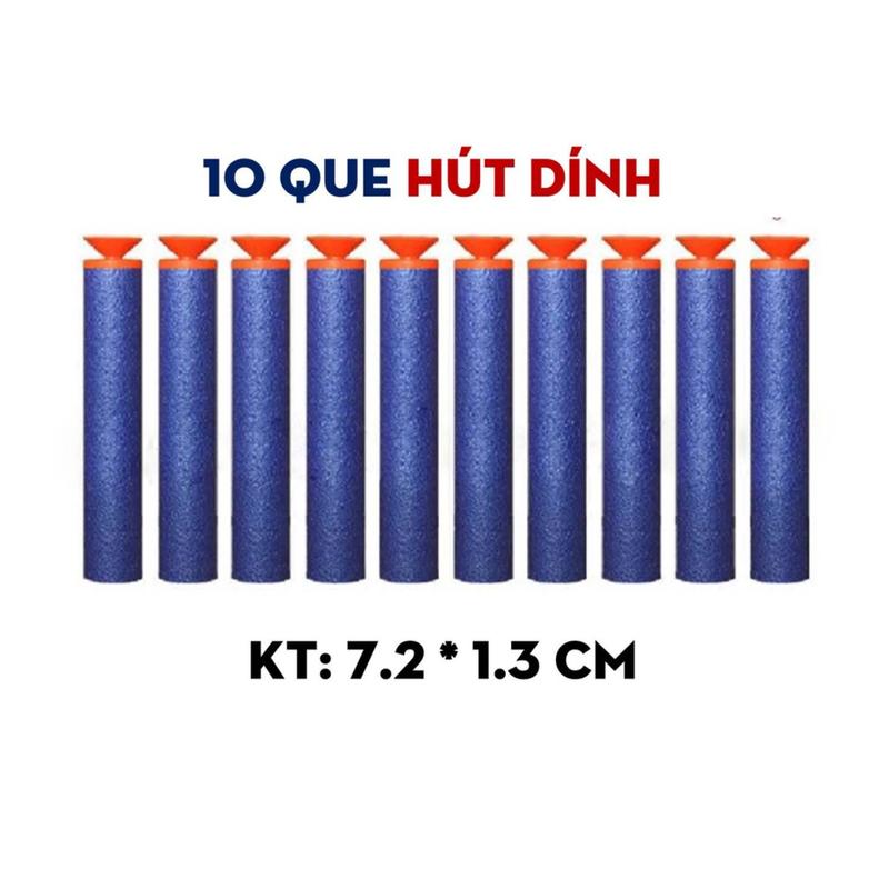 Bộ 10 Đạn Xốp Mềm 7.2x1.3 Đầu Hít Dùng Cho Tất Cả Các Loại Đồ Chơi Bắn Đạn Xốp Pin đồ chơi gun Toy súngbắn dochoidan xop
