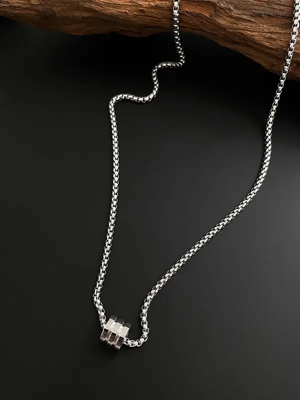 Unisex Street Trend Ring Charm Pendant Necklace,  Trendy Minimalist Pendant Necklace, Chic Vintage Jewelry As Gift for Daily Decor 4
