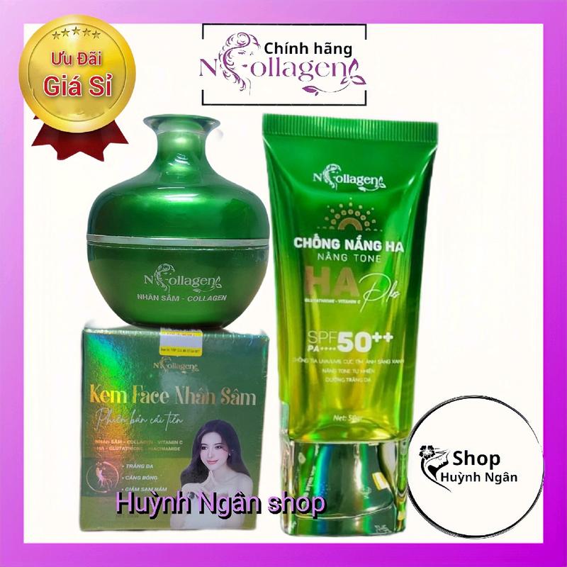  kem face nhân sâm xanh kèm kem chống nắng HA xanh N Collagen skincare làm đẹp da dành cho da dầu tất cả loại da 