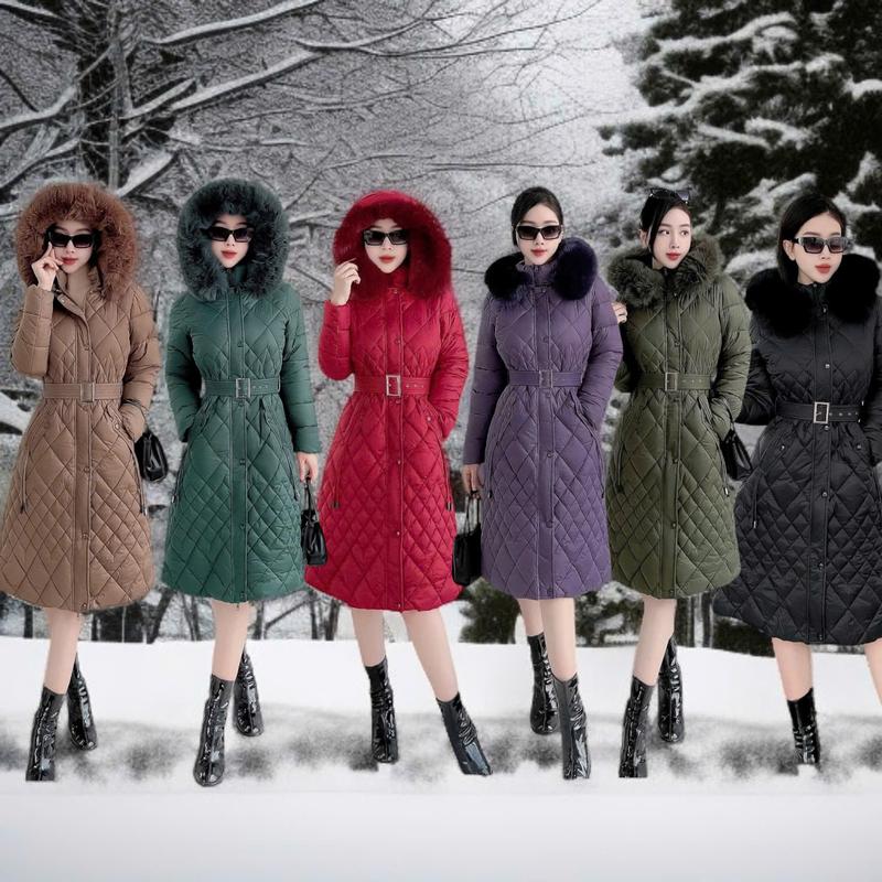 G9276 Áo Phao Nữ Dáng Dài Siêu Nhẹ Dày Ấm Mũ Lông