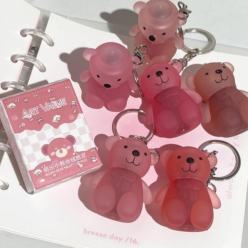 Product Introduction of Cute Cartoon Bear Keychain Design Lipstick, Matte Lip Mud, Long Lasting Easy Coloring Lip Stick for Girls & Women Makeup 14