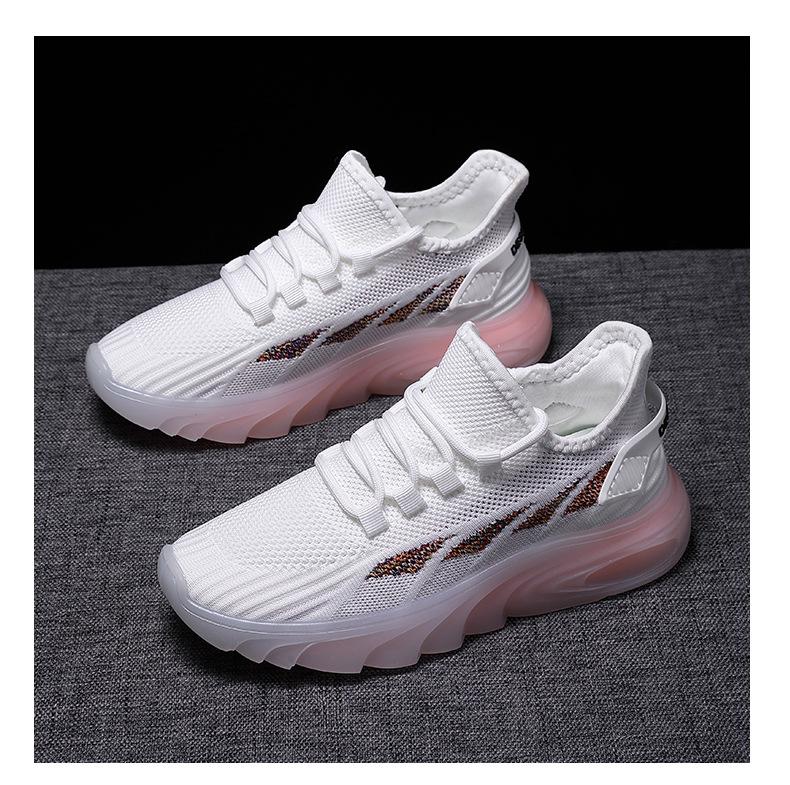 Product Introduction of Women's New Shoes for Spring Flyknit Breathable Casual Shoes Fashion Versatile Sneaker Jelly Bottom Old Beijing Cloth Shoes Pumps Closed Trainers 22