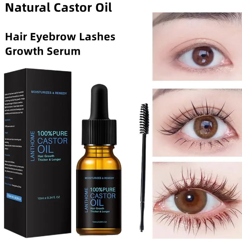 Natural Castor Oil Hair Eyebrow Lashes Growth Serum New Eyelash Enhancer Longer Fuller Thicker Eyelash Extension Makeup 10ml\jm005
