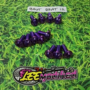 BAUT TITANIUM M8x15 DRAT 12 PANJANG 1.5CM BAUT TITANIUM GR5 GR 5 BAUT OLI GARDAN MATIC HONDA ORIGINAL