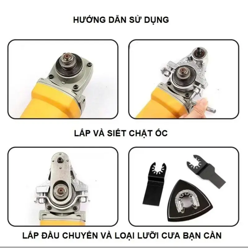 Máy cắt rung, bộ chuyển đổi máy cắt thành máy cắt rung tặng kèm luoi cưa và đầu chà nhám Máy cắt chuyển đổi ngắn, dùng để cắt kim cươnġ. 5