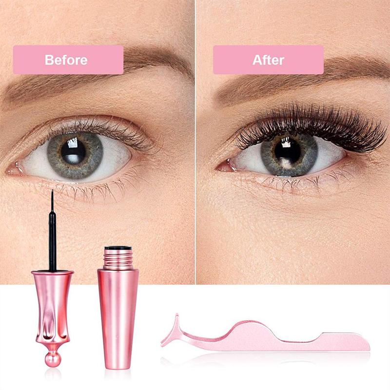Reusable False Magnetic Eyelashes with Eyeliner & Tweezers, 5 Pairs Fluffy Eye Strip Lashes, Natural Curling Strip Lashes, Soft and Curl Fake Lashes for Women, Summer Makeup, Valentine's Day Gift, Cosmetic, DIY 7