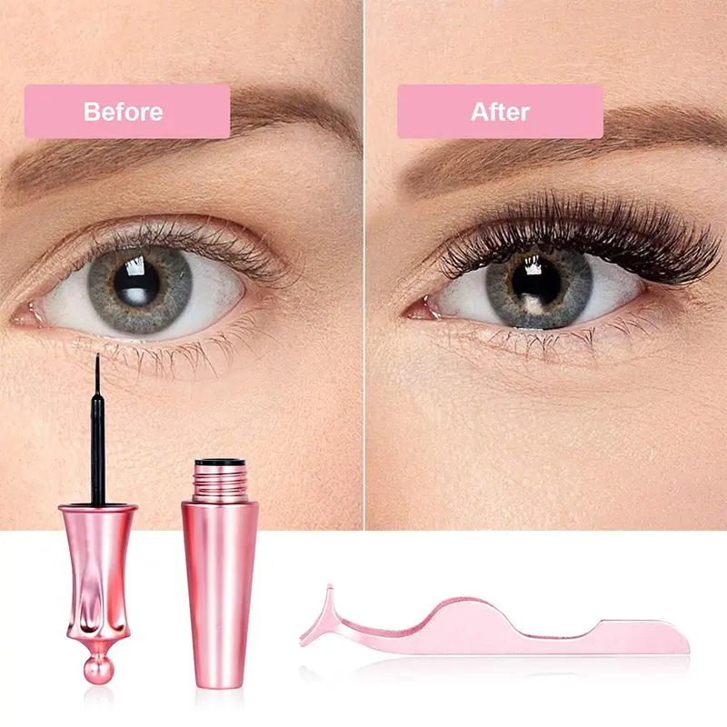 Reusable False Magnetic Eyelashes with Eyeliner & Tweezers, 5 Pairs Fluffy Eye Strip Lashes, Natural Curling Strip Lashes, Soft and Curl Fake Lashes for Women, Summer Makeup, Valentine's Day Gift, Cosmetic, DIY 7