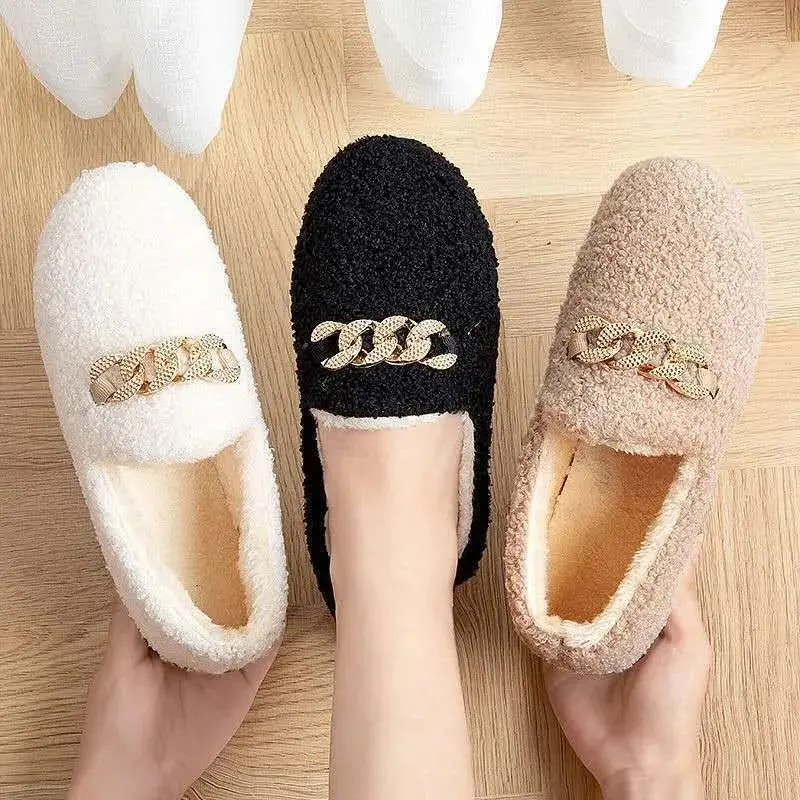 Giày Bệt Lông Mịn Gommino, Dành Cho Nữ, Mùa Thu Và Mùa Đông, Phong Cách Hàn Quốc, Ấm Áp, Đế Dày, Dễ Phối Đồ, Làm Bằng Bông, Lót Lông Cừu, Thích Hợp Cho Các Bà Mẹ Có Thể Mặc Ngoài Trời, Hàng Mới Về