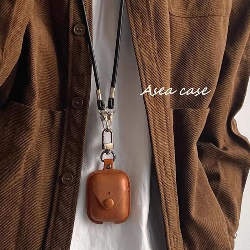 Product Introduction of Vỏ Bảo Vệ Tai Nghe Bằng Da, Phong Cách Cổ Điển Thích Hợp Cho Apple AirPods Pro Thế Hệ Thứ Hai / Thứ Ba, Có Dây Đeo Buộc, Màu Trơn Mới 7