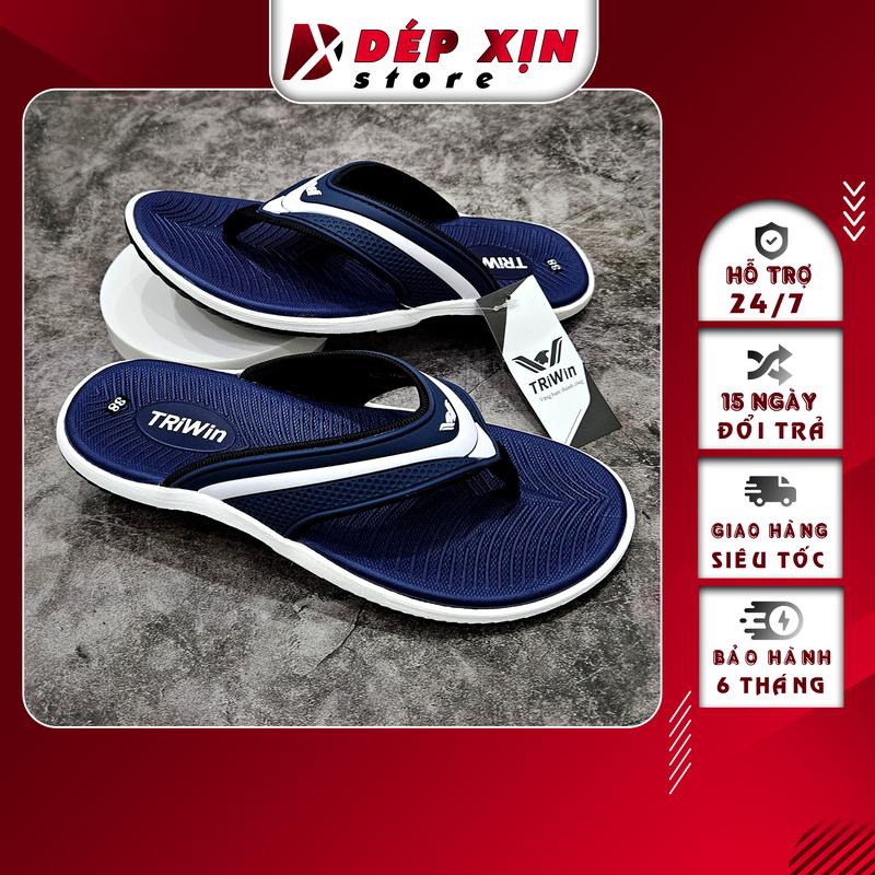 Dép Kẹp Nam Cao Cấp Triwin Quai Nhựa Mềm Đế Cao Su Chống Trơn (Xanh) depkep Đế Bằng DéP Đồng Hoa GiàY Quai Hậu xỏ ngón dibien