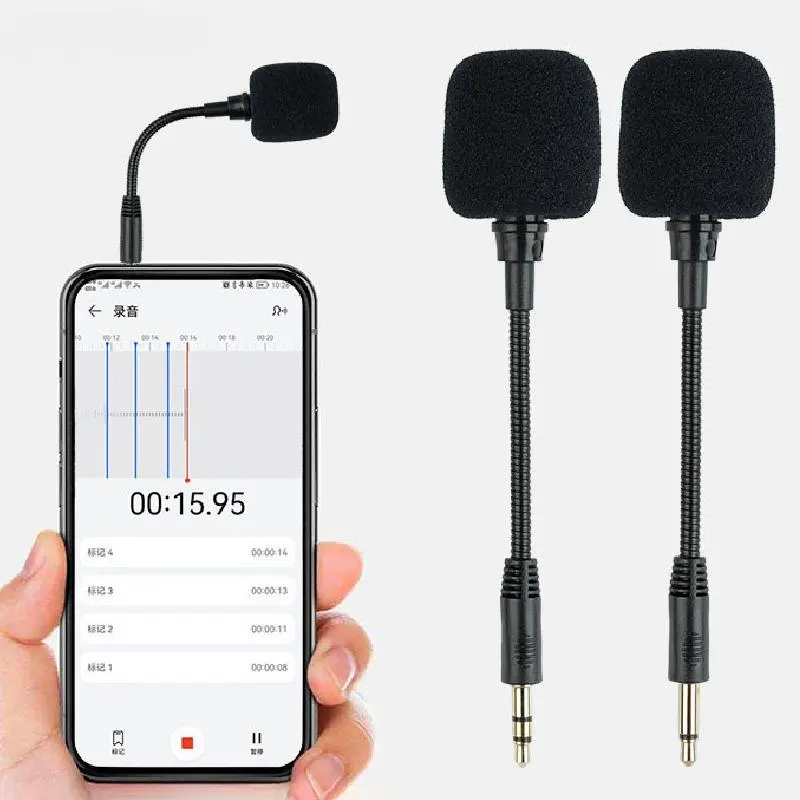 Mini 3.5mm Jack Flexible Capacitance Microphone Gaming Headset Mini HD Voice Mono Mic for Mobile Phone PC Laptop Notebook