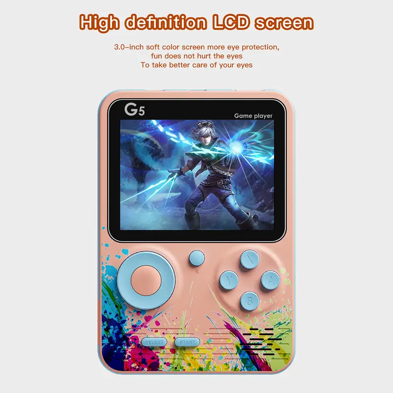 Game Boy Game Bot Gameboy Console Portable Game Player Built-in Clasic 500 Games Connect to TV or Gamepad 1000mAh 1 Player or 2 Player/ Gamepad 2 Pemain Dapat Stick G5 Hadiah Sempurna Terbaik/ Gameboy Retro Terbaik Dapat Stick Bisa Untuk 2 Orang 4