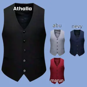 Rompi Formal Pria Dewasa Athalla Fashion Katun Ripstop Polos Outdoor Casual - Gray Hitam