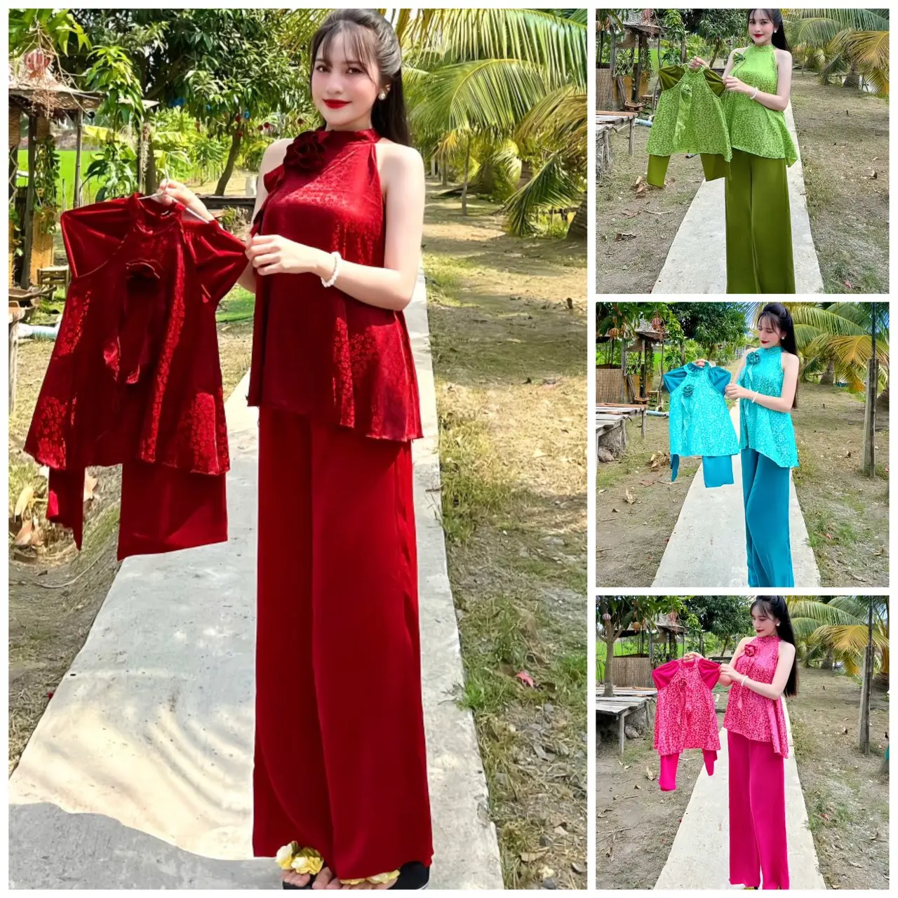 SET YẾM CHO MẸ VÀ BÉ GÁI LỤA MANGO ĐỦ SIZE 45-70 KÝ