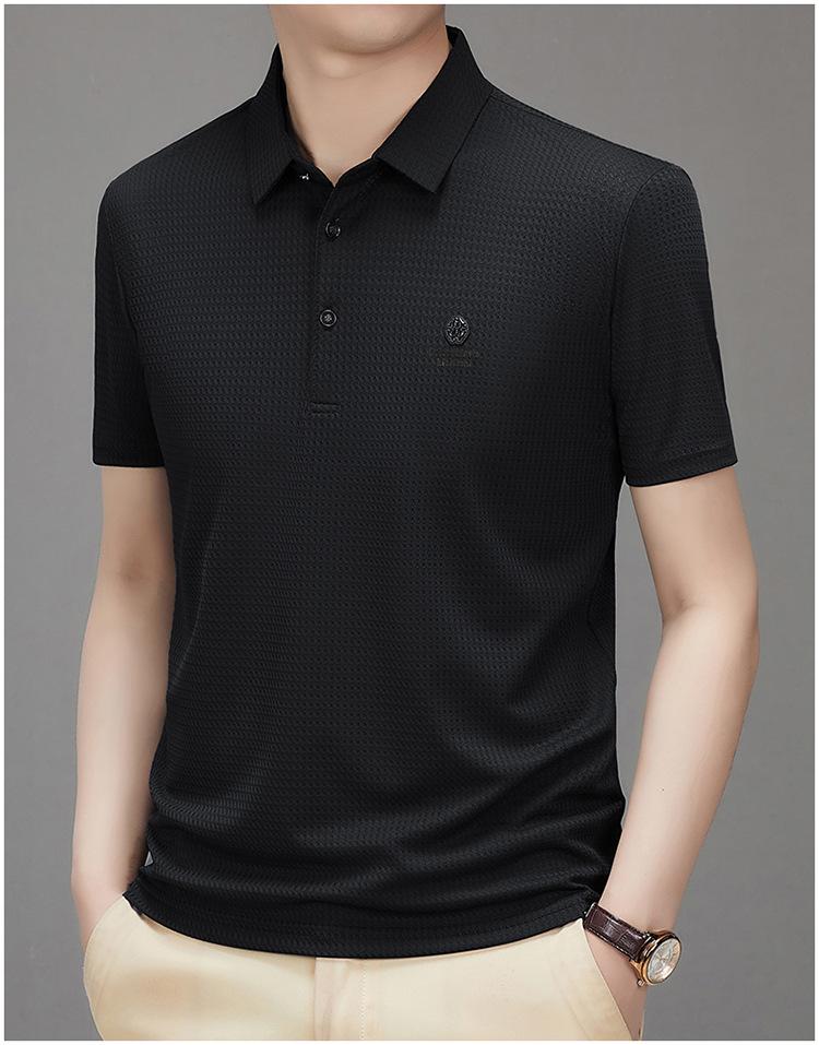 Product Introduction of Men's Polo Shirt, New Collection, Wrinkle-Free Ice Silk Material, Summer Business Collar, High Elastic, Breathable, Premium Ice Feel T-Shirt 20