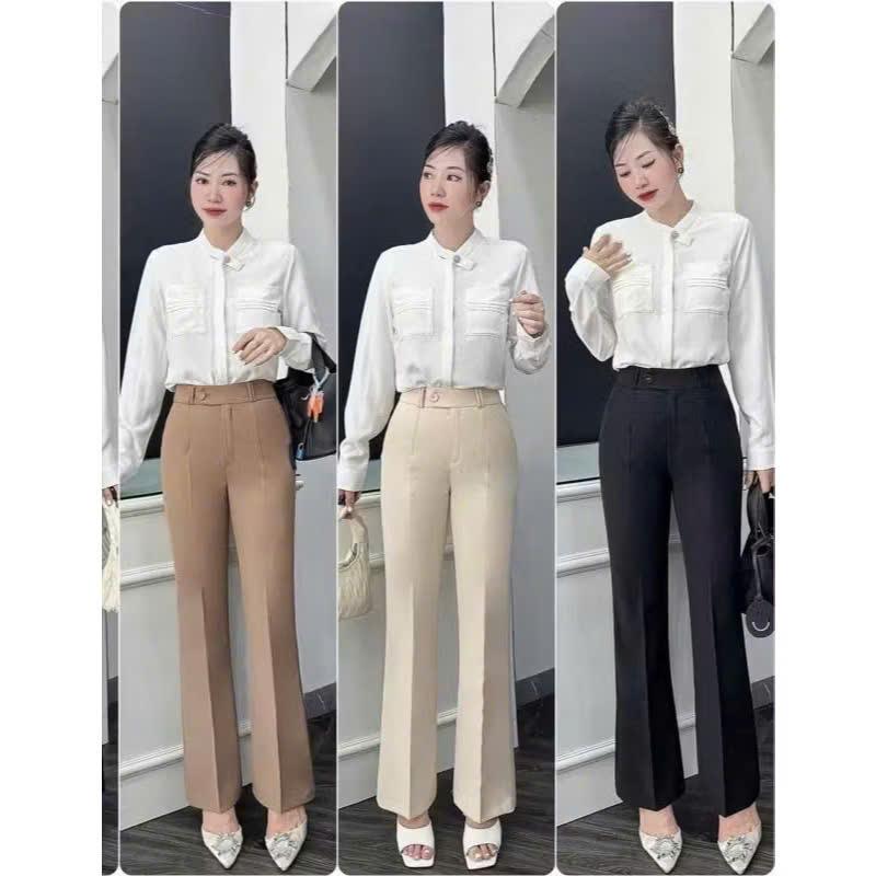 Quần dài ống đứng ống vẩy loe nhẹ hack chân cho Nấm Lùn trên m48 dưới m60 cạp tôn hack dáng -CHM- mã 48