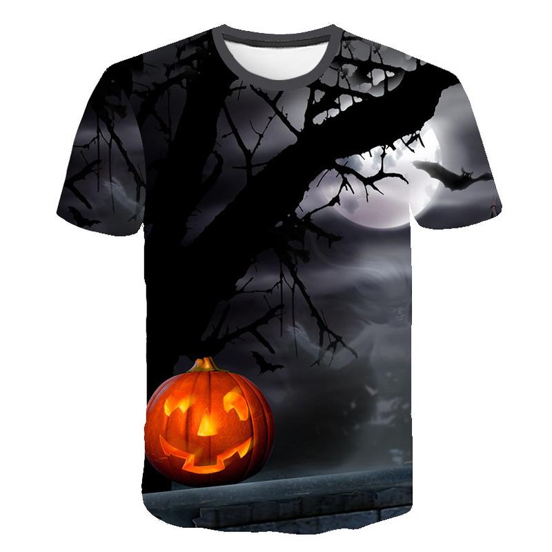 3D Printed T-Shirt Short Sleeved Top New Short Sleeved Halloween Printed Men'S Loose T-Shirt Street Trend Men'S Style  Menswear Polyester 3