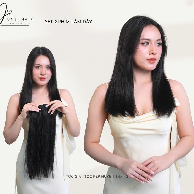    TÁCH SET   SET 2 PHÍM KẸP TÓC THẬT 