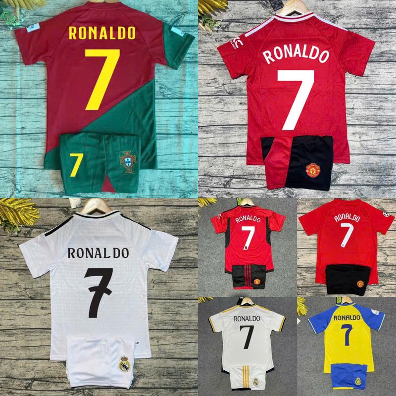 Áo Bóng Đá Áo Đá Banh Trẻ Em In Sẵn Ronaldo - Vải Mè Thái Cao Cấp