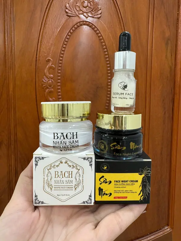 COMBO KEM FACE NGÀY và ĐÊM Sâm nám 8G ban đêm.Bạch nhân sâm 8G ban ngày TẶNG KÈM SERUM 1