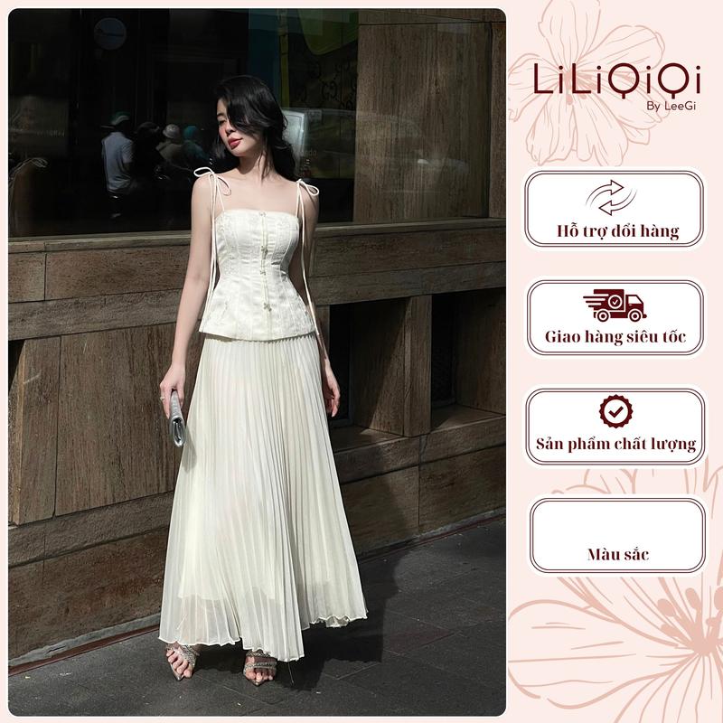 Set Váy Nữ Xếp Ly Áo Gấm Thiết Kế Sang Trọng Lady Set  LiLiQiQi By Leegi Ăn Cưới Dự Tiệc - AV769