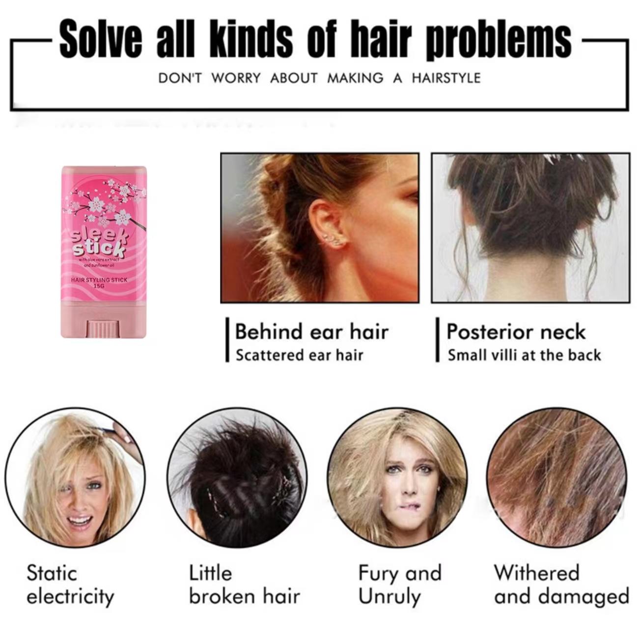 TEN TWENTY Sleek Stick Hair Styling Wax Aloe Vera Styling Argan Extract Sunflower Oil Stick 15G Sleek Stick for Hair Original by Estained, Hair Stick,