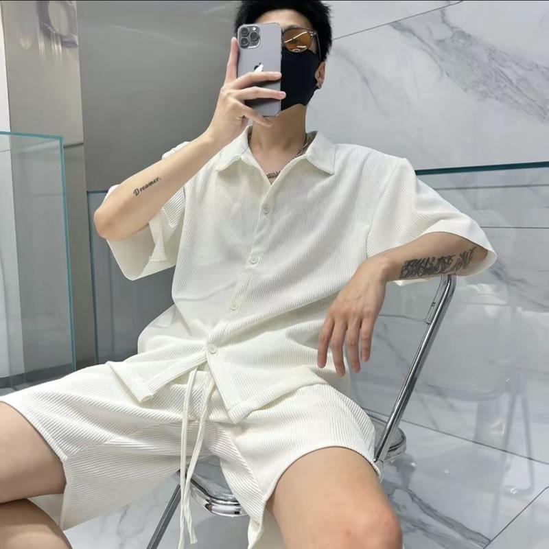 BỘ THUN SƠ MI QUẦN SHORT TAY NGẮN CHẤT LIỆU VẢI LEN GÂN TRƠN DÀNH CHO CẢ NAM VÀ NỮ Menswear Áo Màu Đen