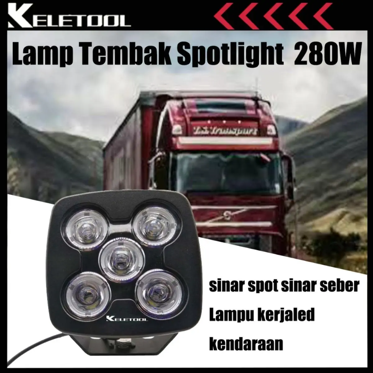 280watt Lampu Tembak Sorot Truk Off Road Lampu Sorot Led Tembak 5 Mata Spot Sebar Light Dipimpin Lampu Variasi Kerja Spotlight Lampu Mobil Lampu Kombo Balok Off Road Suv Atv Car lampu  sorot