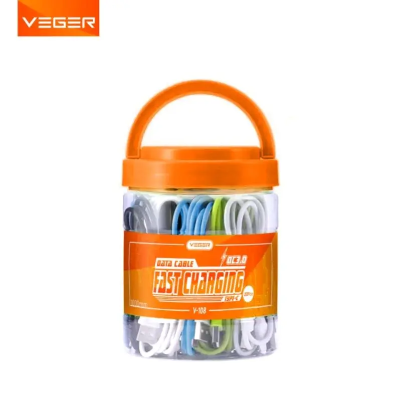 VEGER V-108 (1 toples isi 20pcs) / kabel data VEGER V-108 for TYPE C 1meter fast quick charging ORIGINAL 0