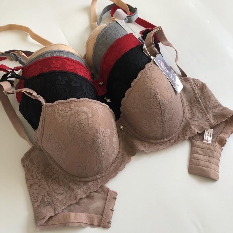 Áo lót ren Thái có gọng nâng v1 mút mỏng Nữ Bra Women  Đen