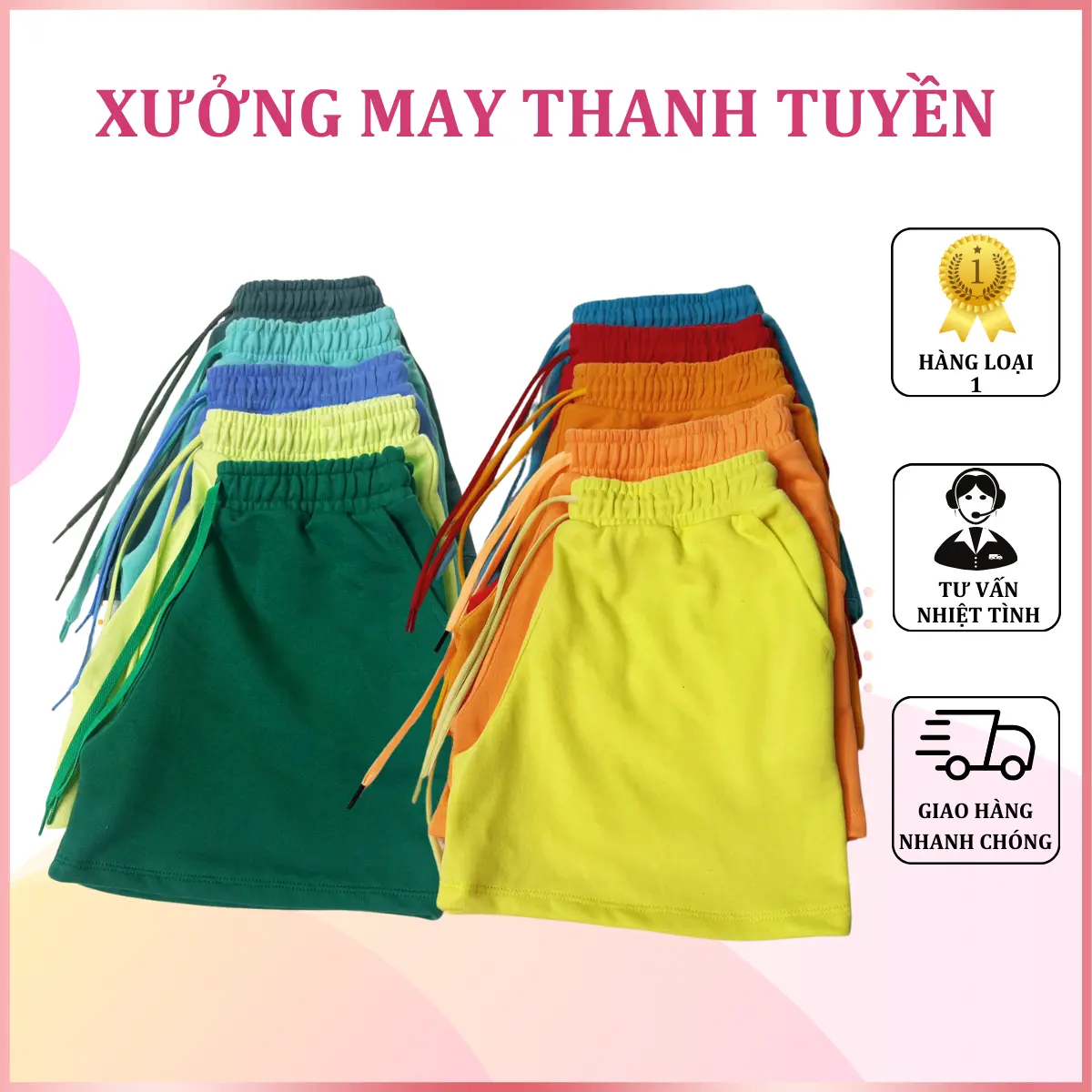 Combo 5 Quần Short Thun Nữ Vải Nỉ Lưng Thun Co Giãn - Xưởng May Thanh Tuyền
