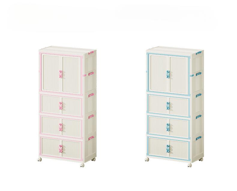 Product Introduction of Household Wardrobe Installation-Free Clothing Storage Cabinets Open Door Foldable Transparent Storage Box Multi-Layer Plastic Locker Organiser 10