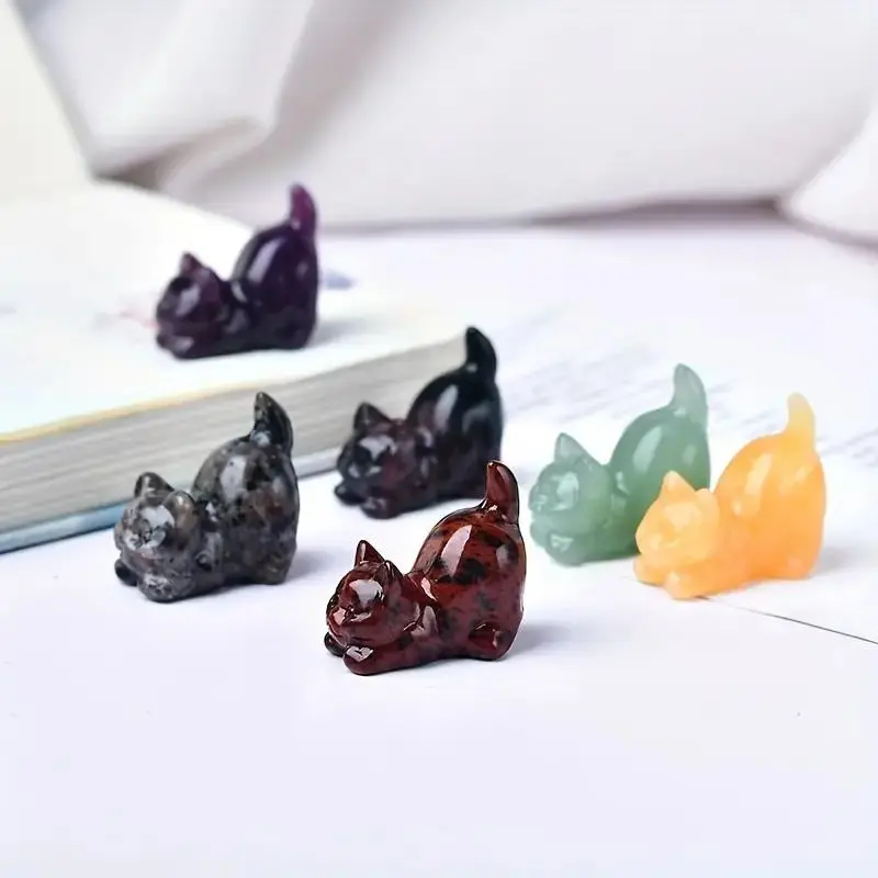 Cute Cat Design Crystal Ornament, 1 Count Creative Animal Design Decoration Craft, Desktop Decorative Ornament for Home Office 6